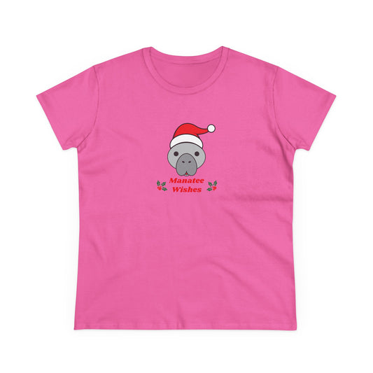 Manatee Holiday Wishes Christmas Adult Women's Cotton T Shirt