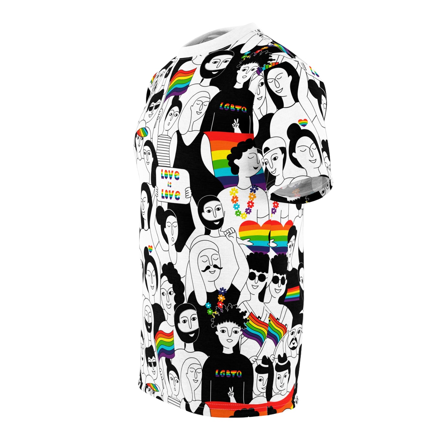 Love is Love Gay Pride Rainbow Flag All Over Print Unisex Graphic Tshirt