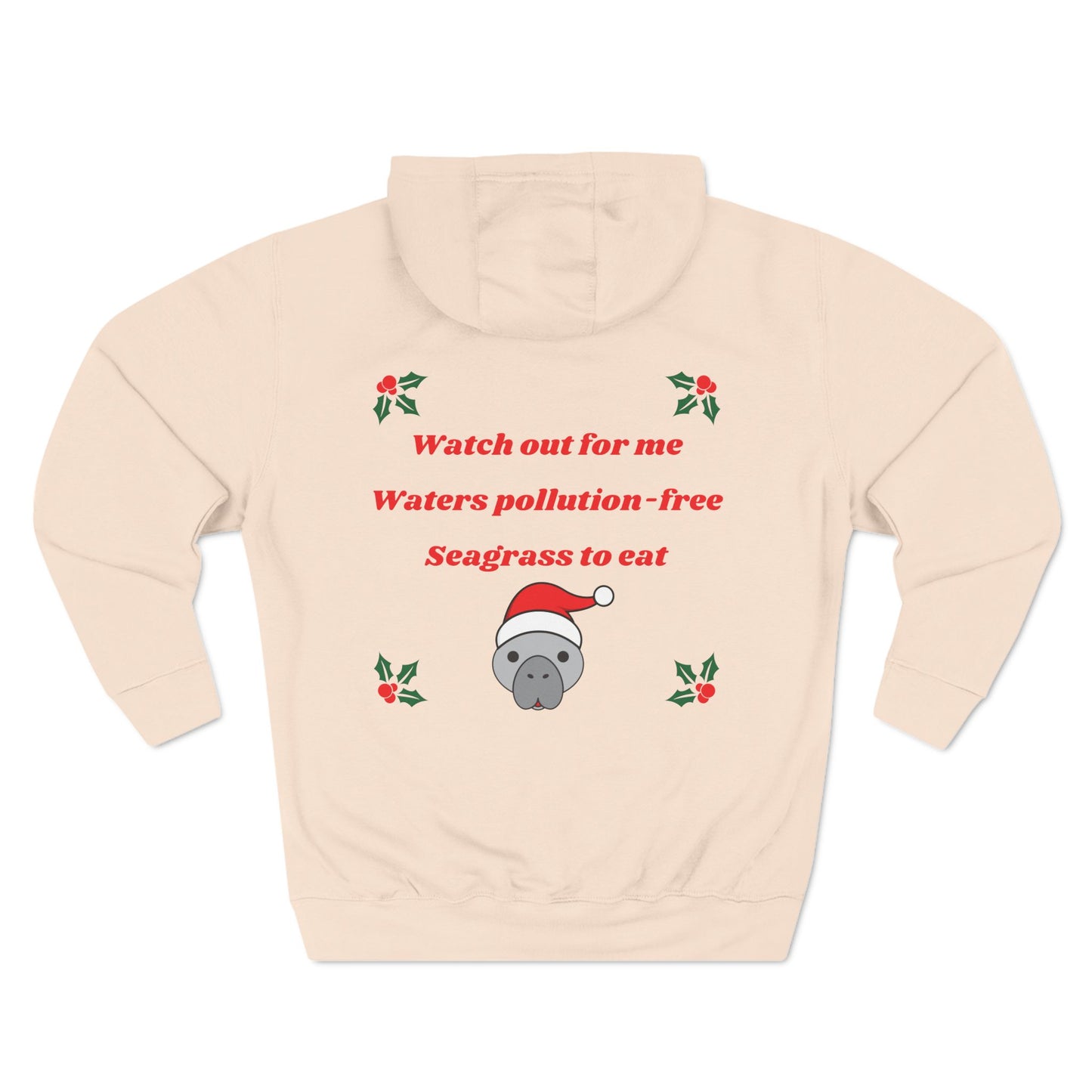 Manatee Holiday Wishes Christmas Adult Unisex Premium Pullover Hoodie