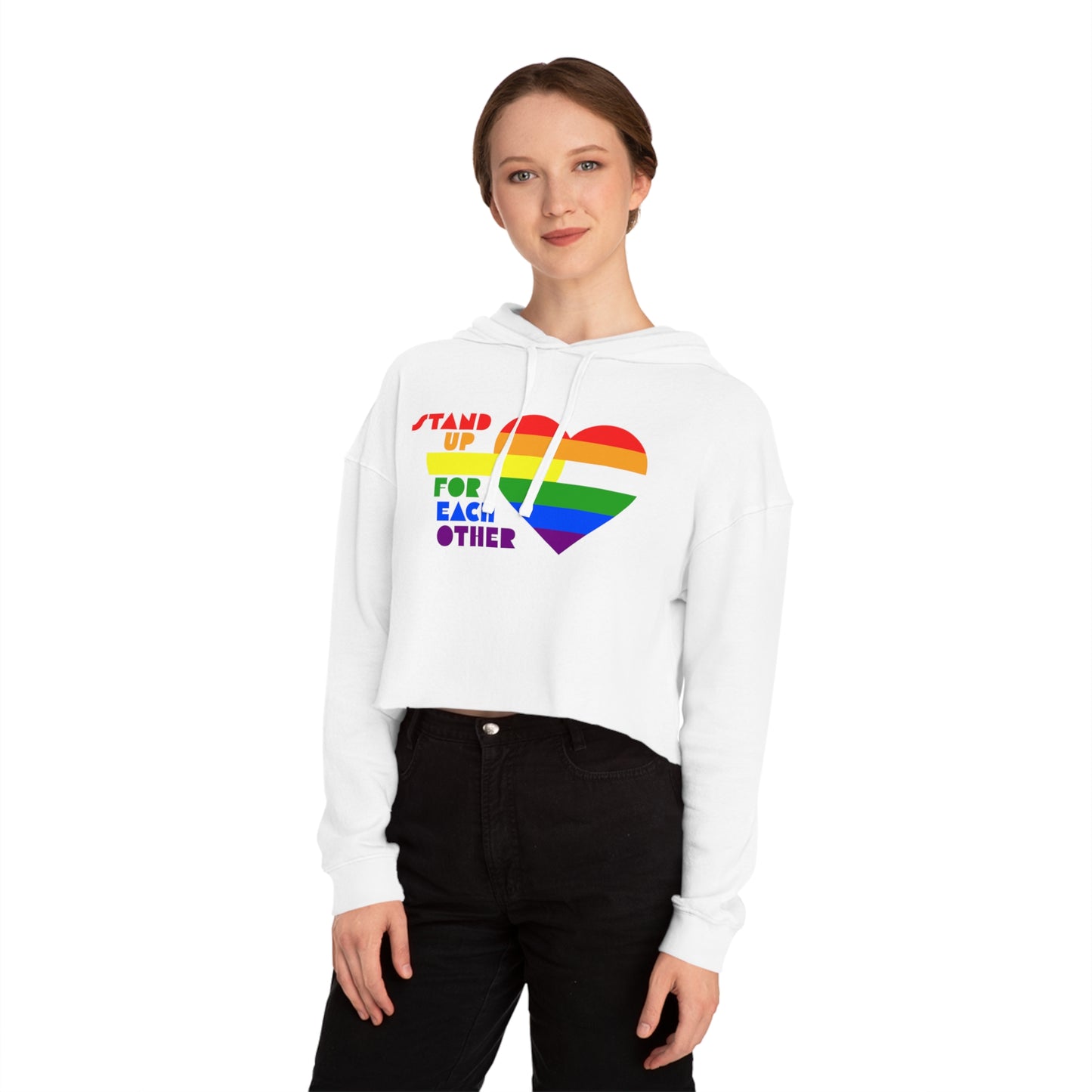 Stand Up For Each Other Pride Adult Hoodie Crop Top