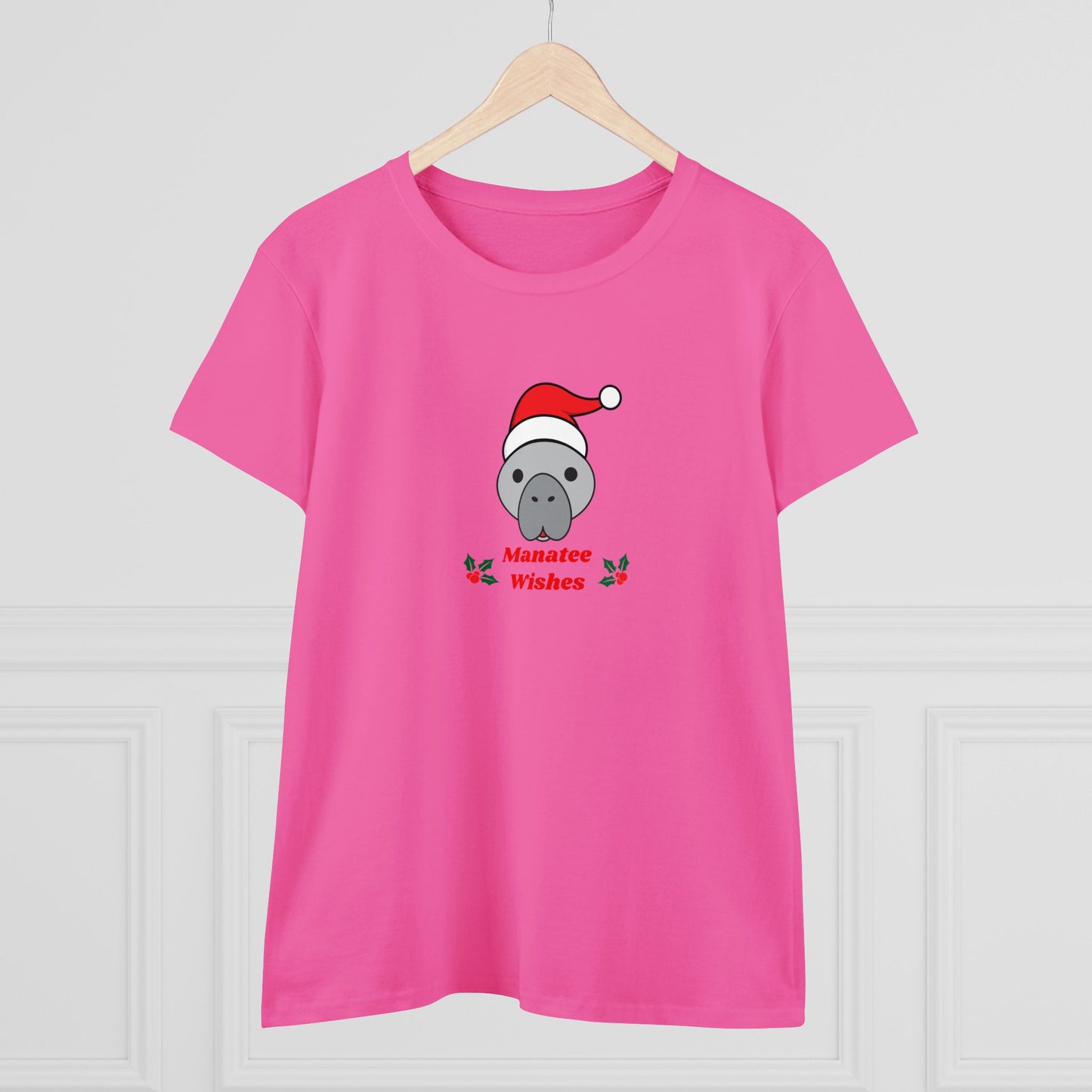 Manatee Holiday Wishes Christmas Women's Cotton T Shirt