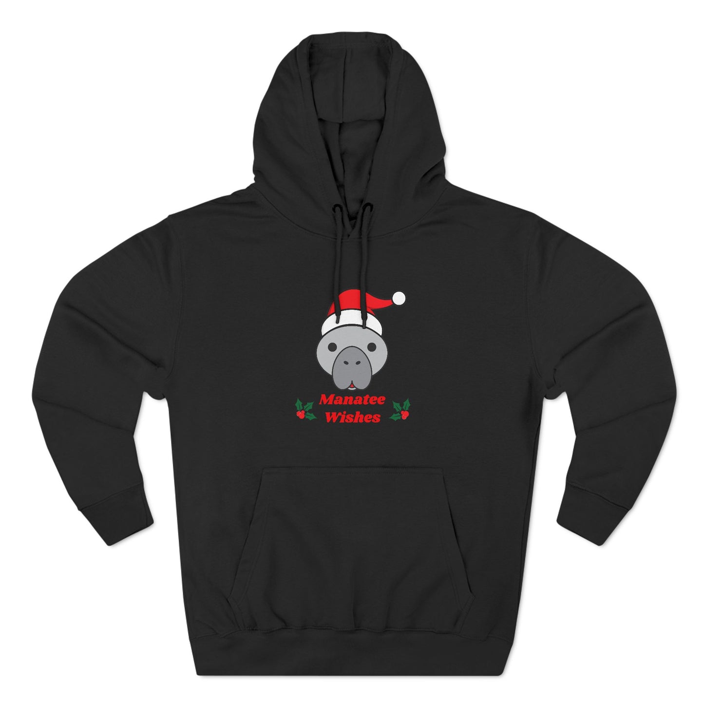 Manatee Holiday Wishes Christmas Adult Unisex Premium Pullover Hoodie