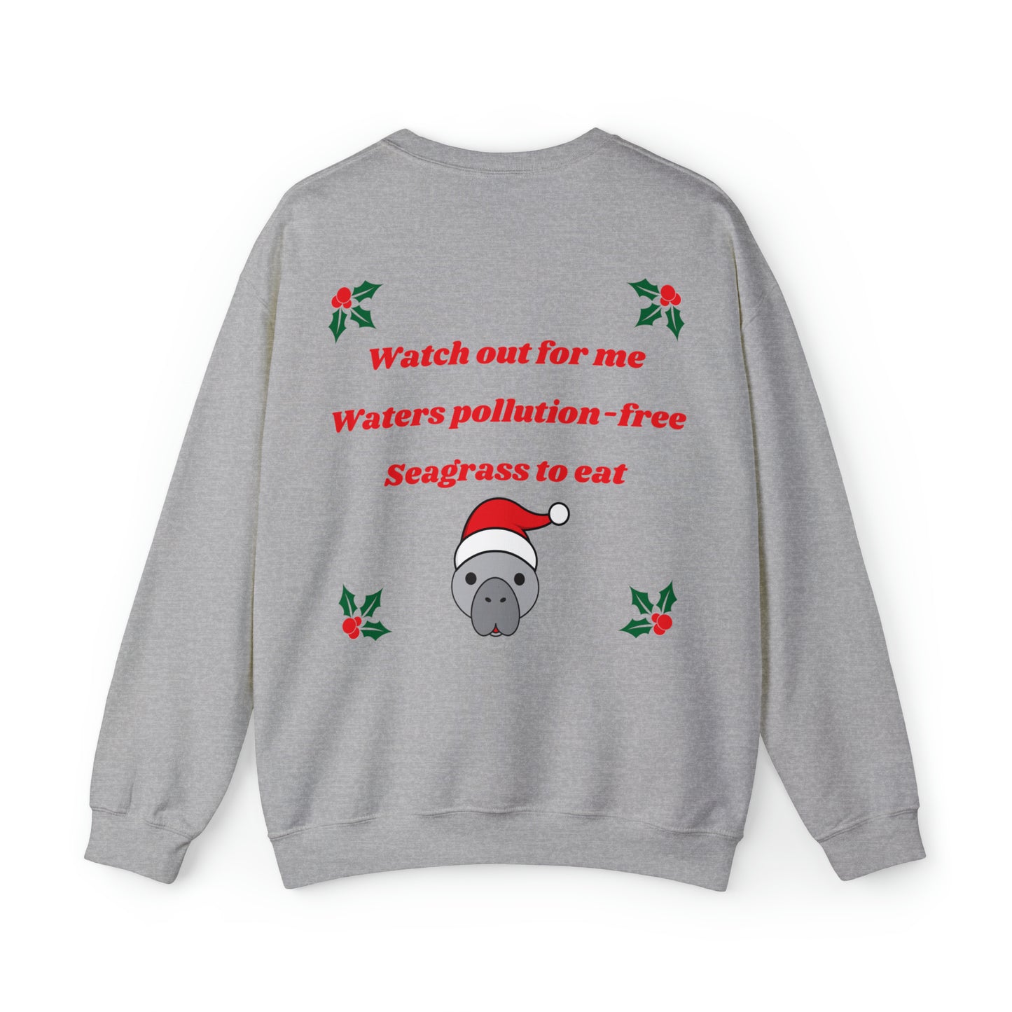 Manatee Holiday Wishes Christmas Adult Unisex Heavy Blend Crewneck Sweatshirt
