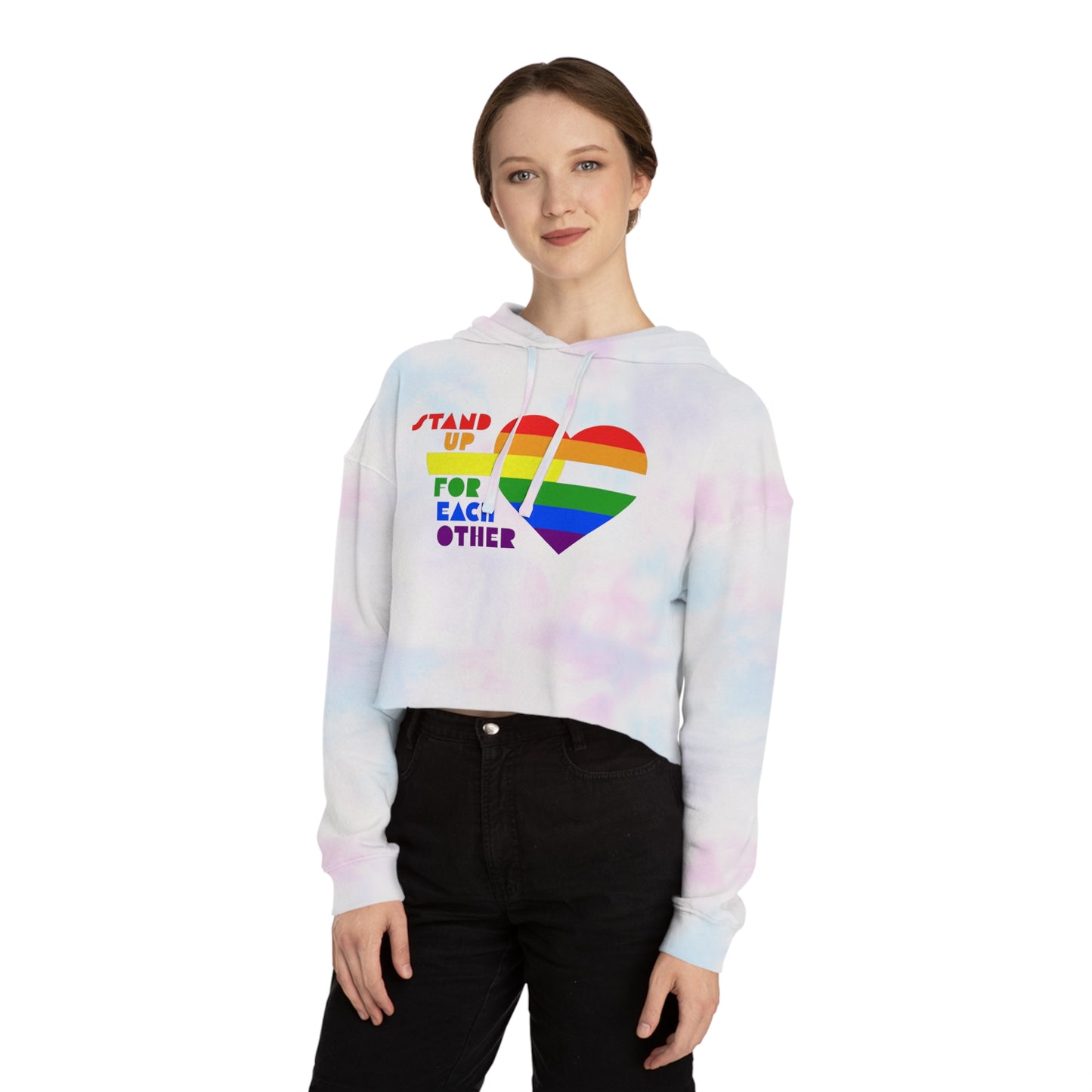 Stand Up For Each Other Pride Adult Hoodie Crop Top