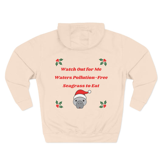 Manatee Holiday Wishes Christmas Adult Unisex Premium Pullover Hoodie