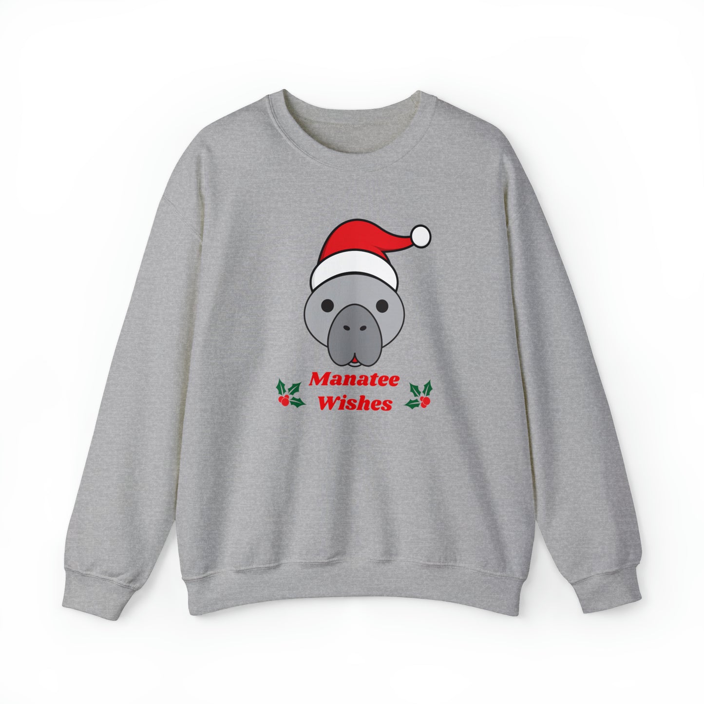 Manatee Holiday Wishes Christmas Adult Unisex Heavy Blend Crewneck Sweatshirt