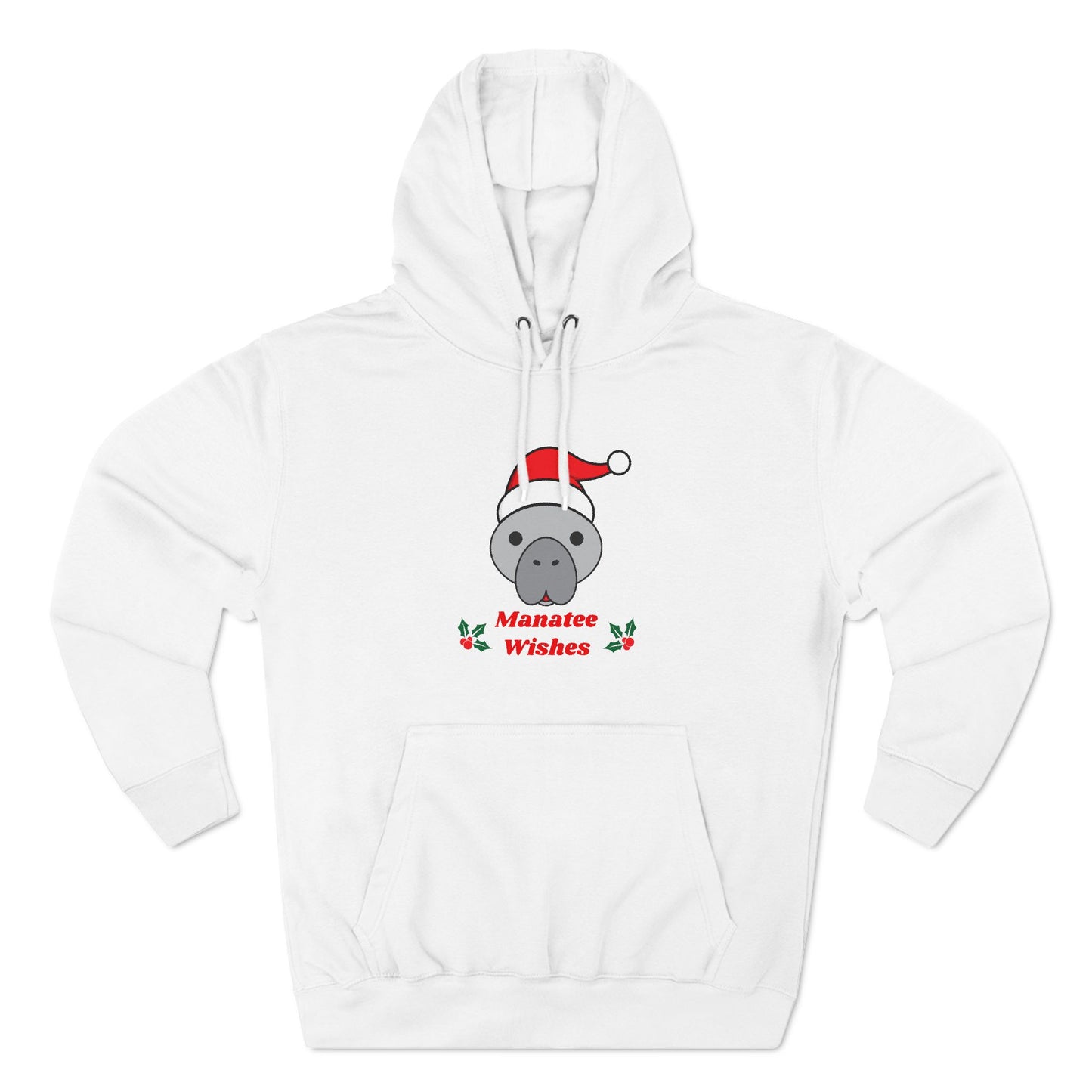 Manatee Holiday Wishes Christmas Adult Unisex Premium Pullover Hoodie