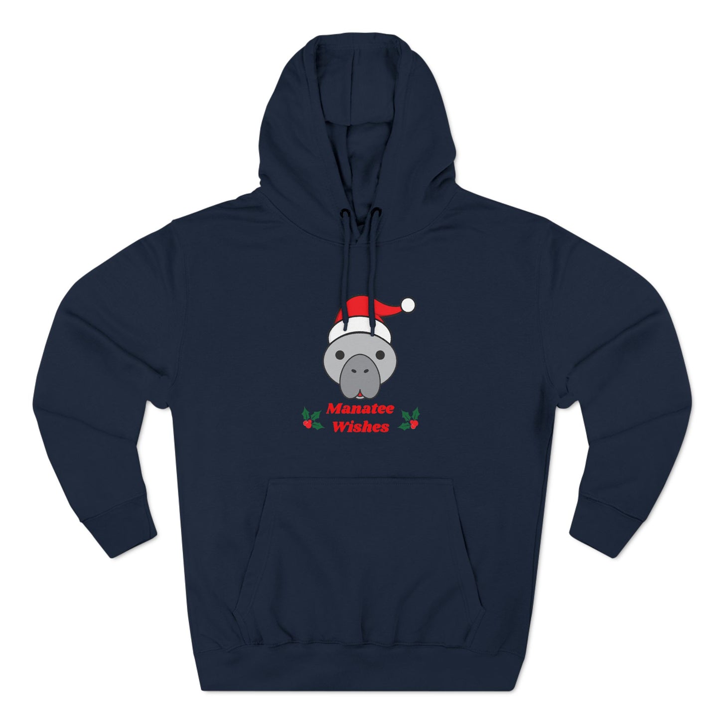 Manatee Holiday Wishes Christmas Adult Unisex Premium Pullover Hoodie