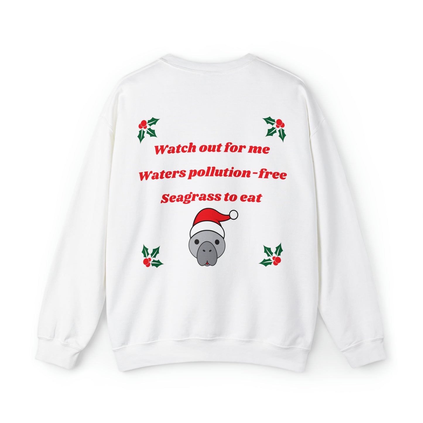 Manatee Holiday Wishes Christmas Adult Unisex Heavy Blend Crewneck Sweatshirt