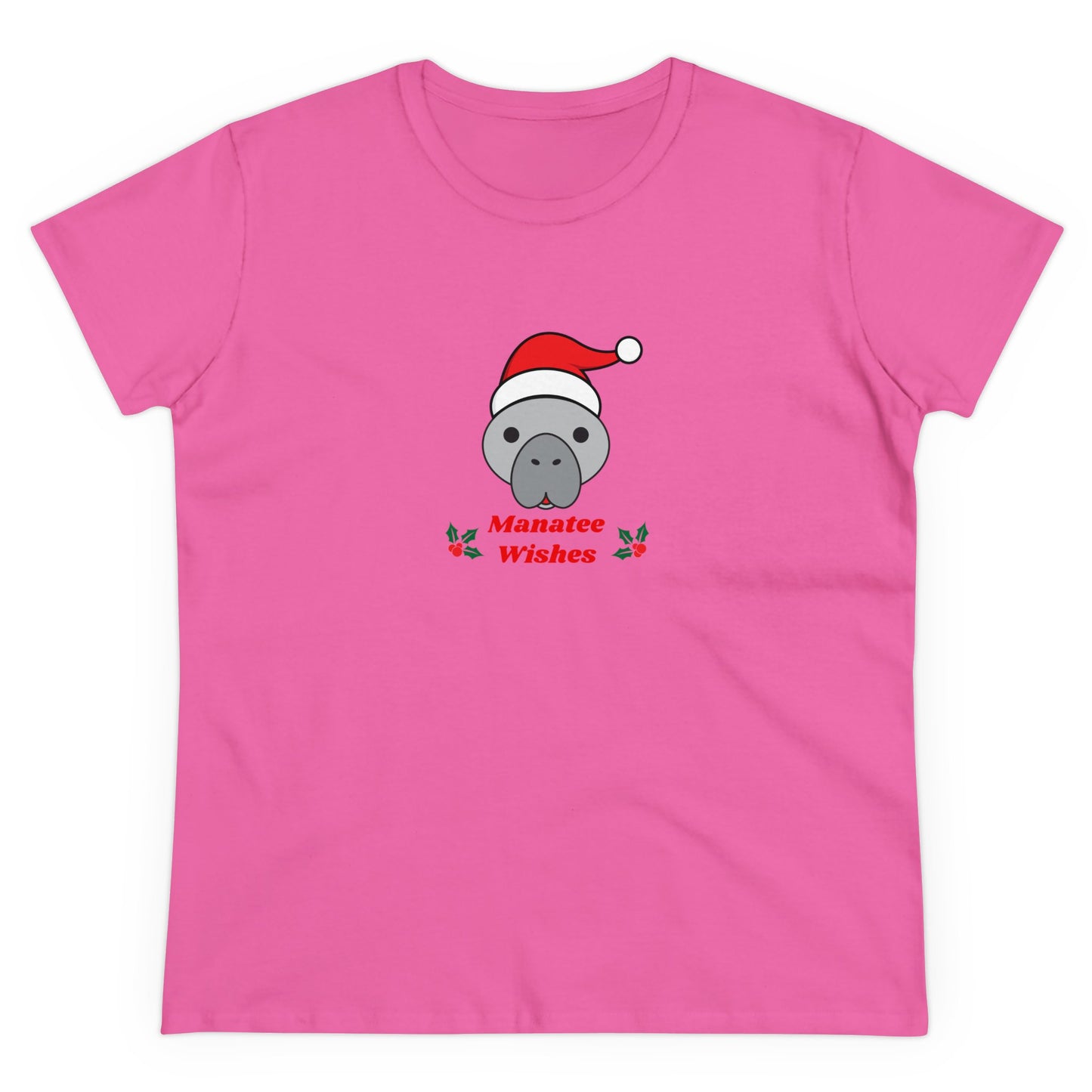 Manatee Holiday Wishes Christmas Adult Women's Cotton T Shirt