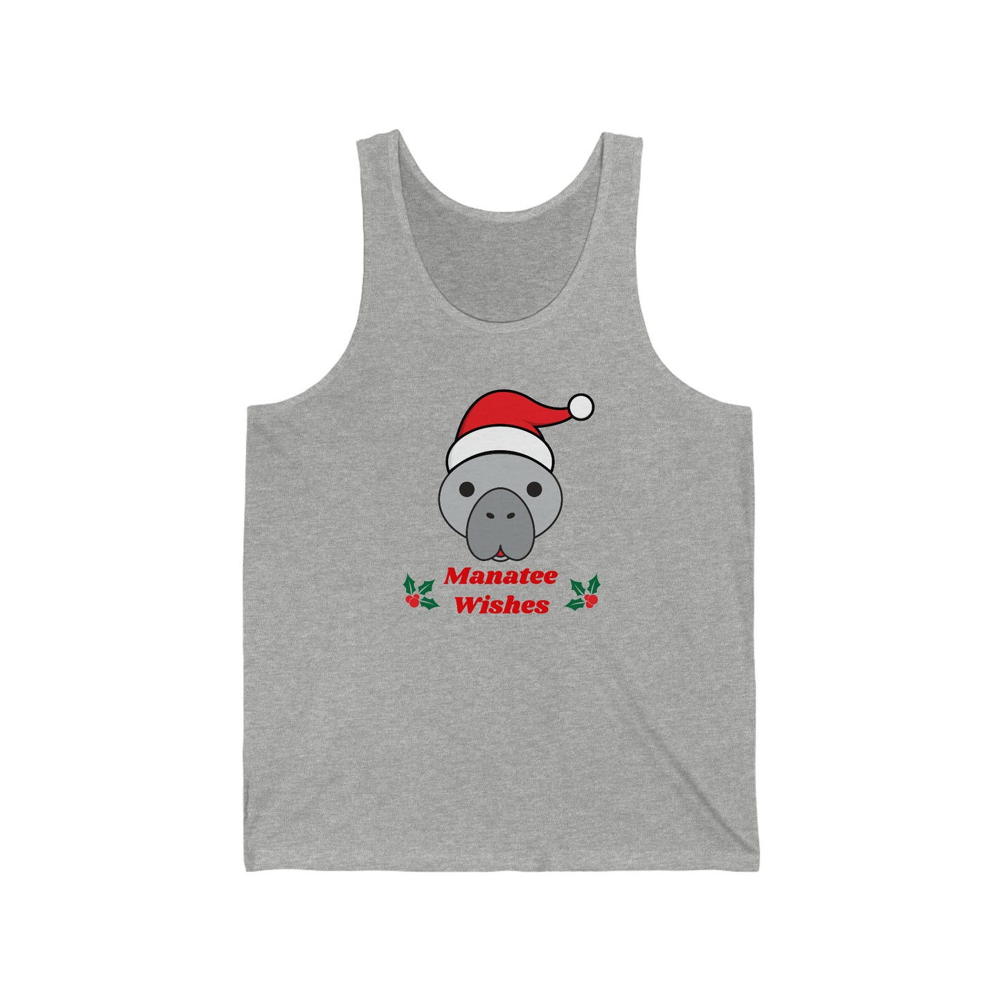 Manatee Holiday Wishes Christmas Unisex Jersey Graphic Tank Top