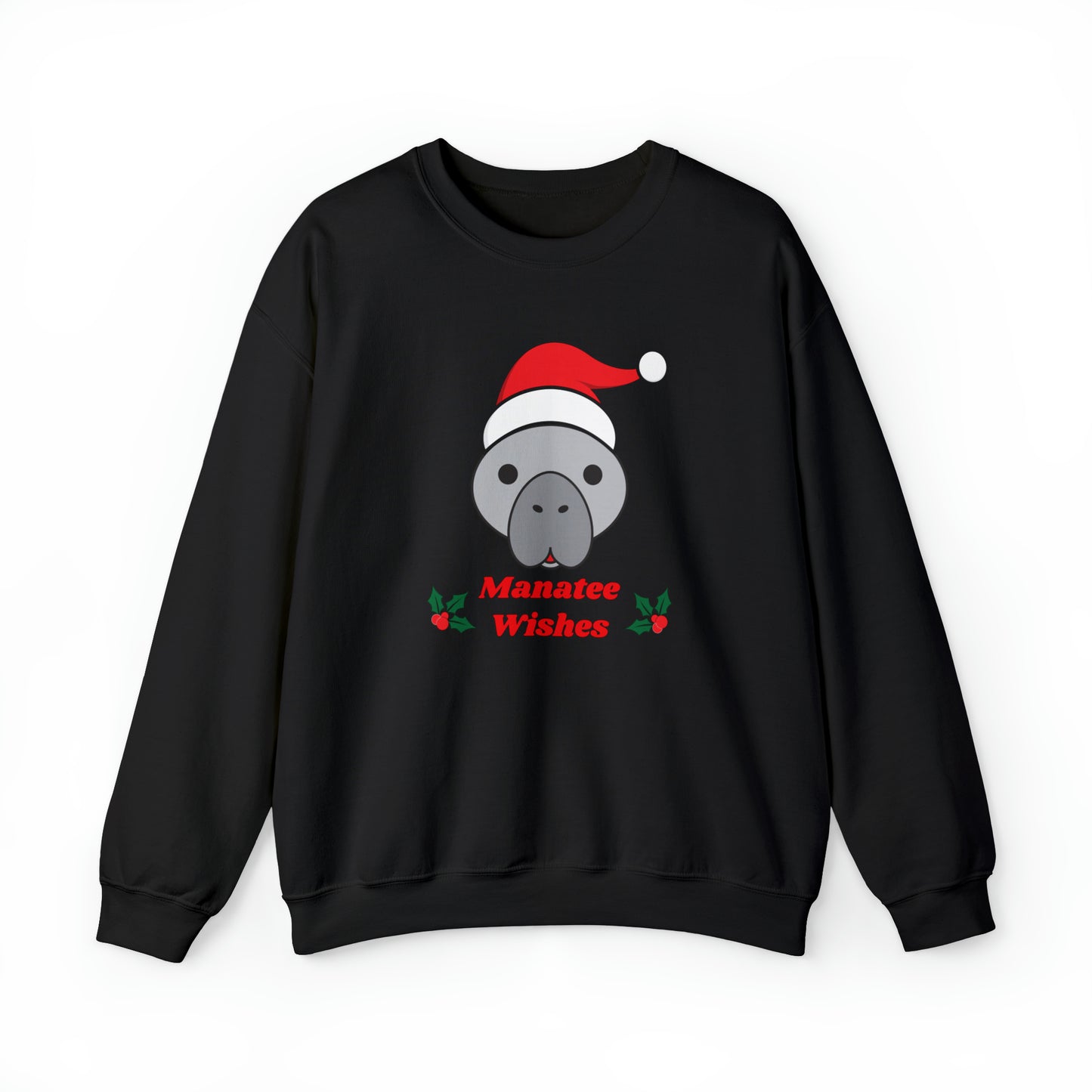Manatee Holiday Wishes Christmas Adult Unisex Heavy Blend Crewneck Sweatshirt