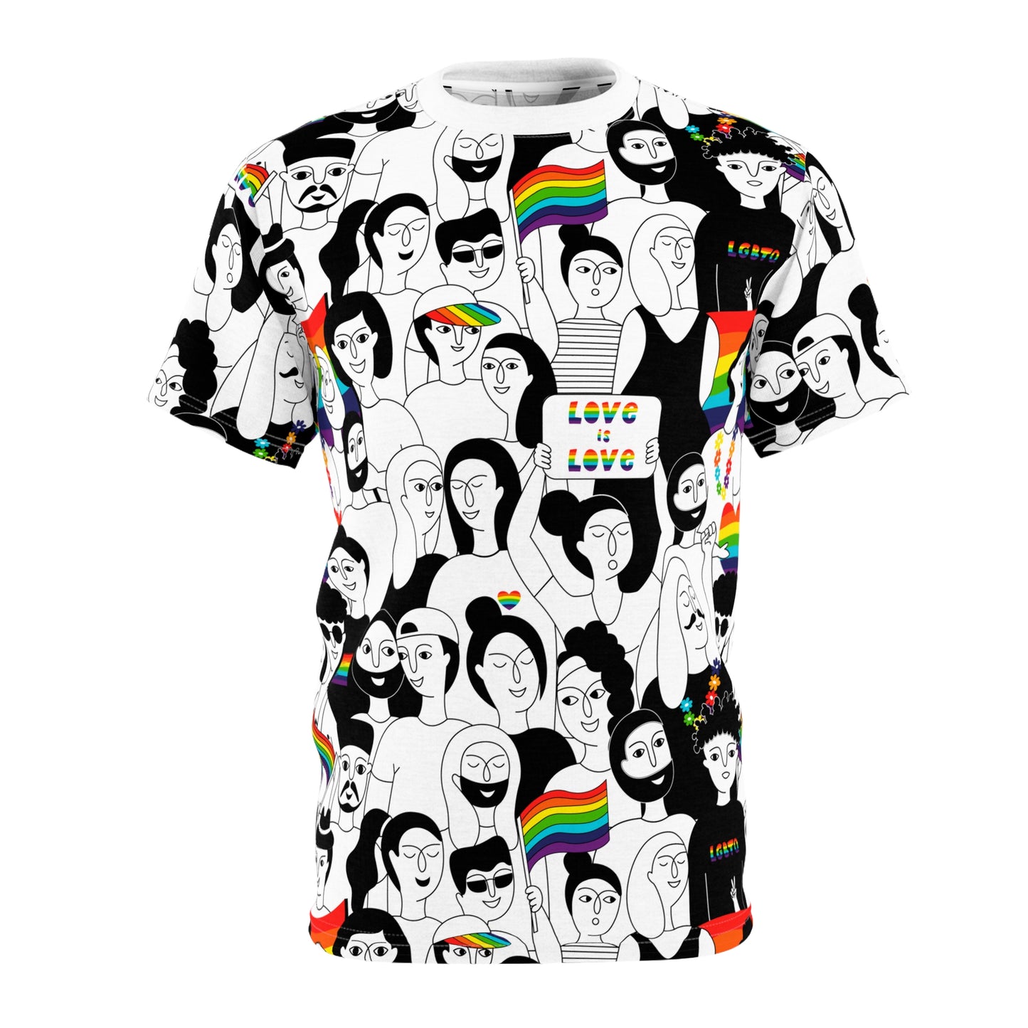 Love is Love Gay Pride Rainbow Flag All Over Print Unisex Graphic Tshirt