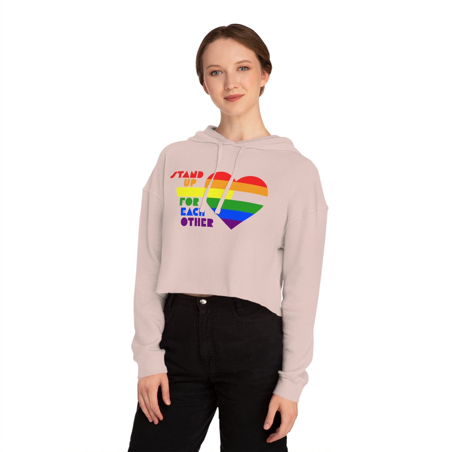 Stand Up For Each Other Pride Adult Hoodie Crop Top