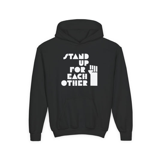 Stand Up For Each Other Social Justice Kids Black Heavy Blend Hooded Sweatshirt