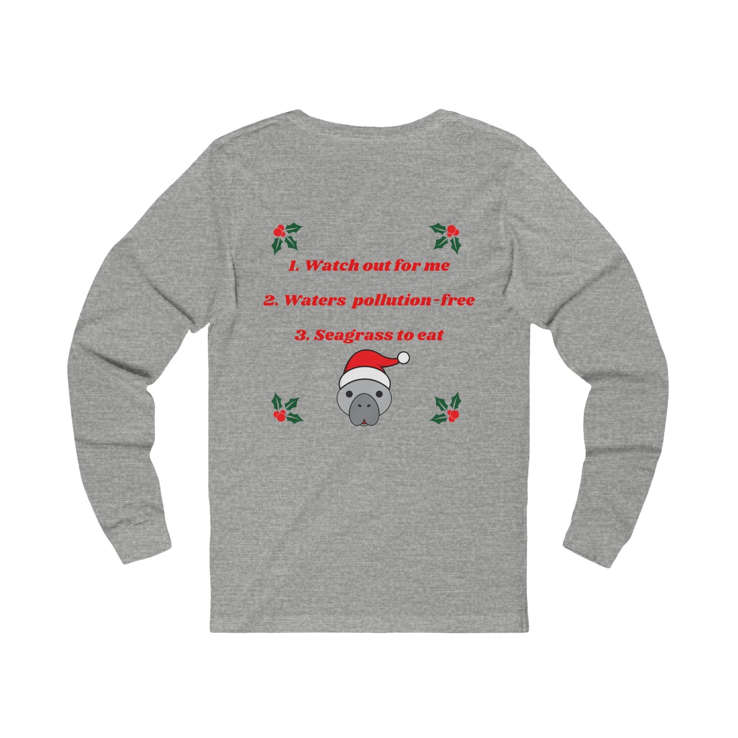 Manatee Holiday Wishes Christmas Unisex Jersey Long Sleeve T Shirt