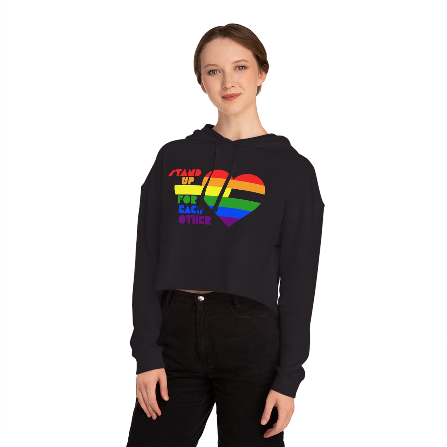 Stand Up For Each Other Pride Adult Hoodie Crop Top