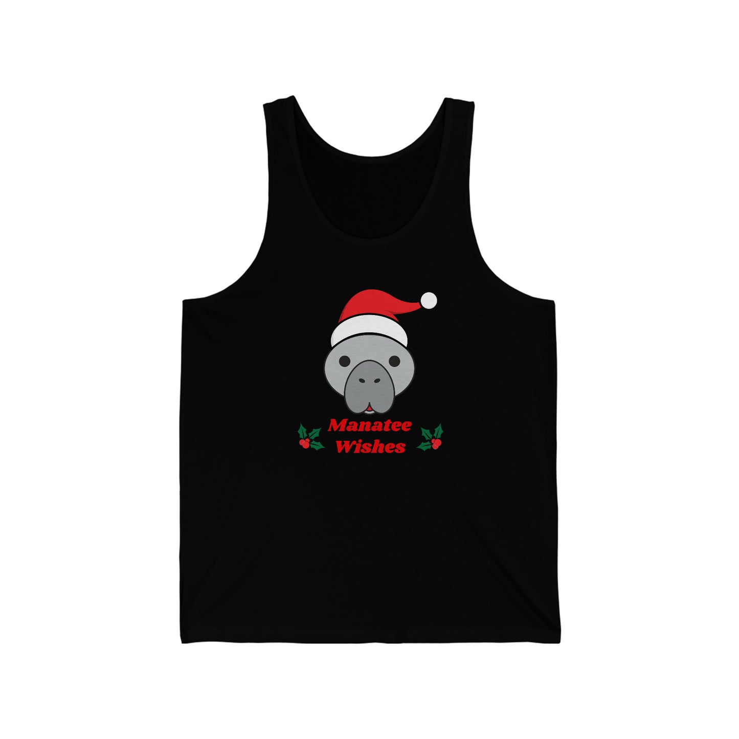 Manatee Holiday Wishes Christmas Unisex Jersey Graphic Tank Top