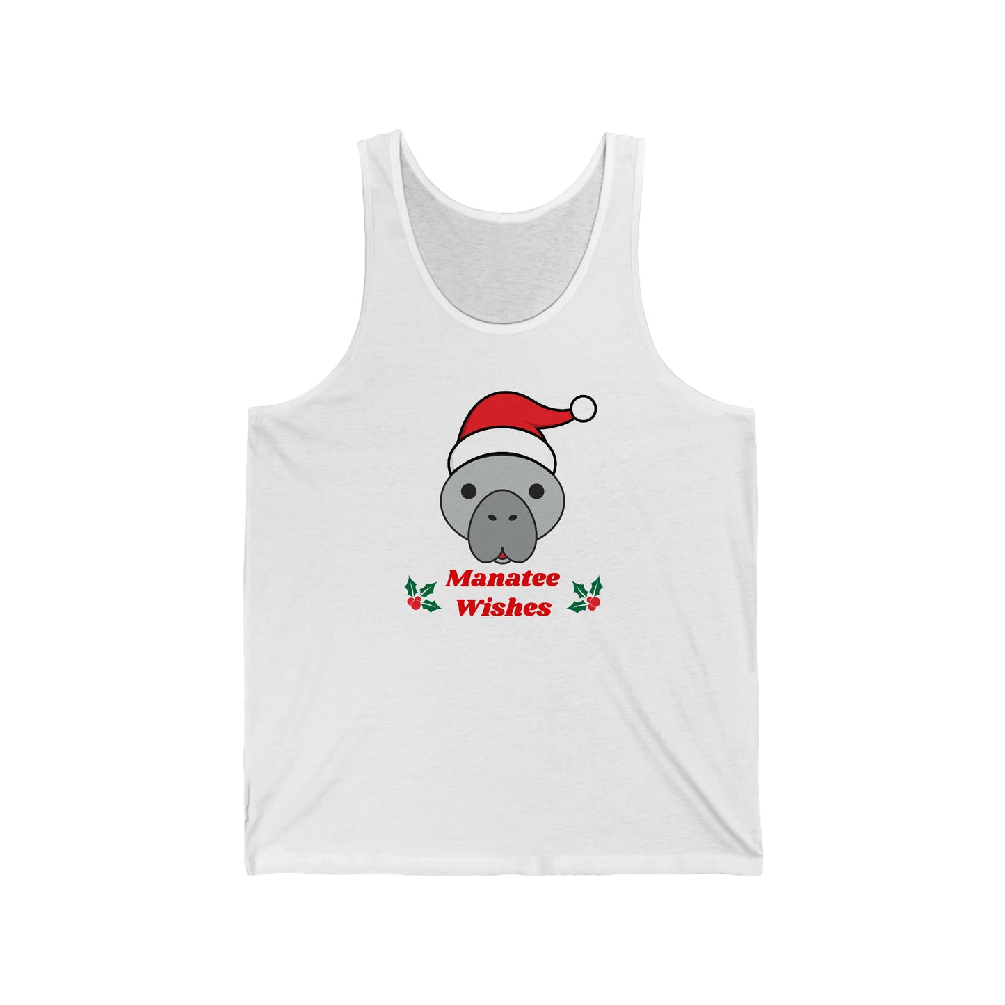 Manatee Holiday Wishes Christmas Unisex Jersey Graphic Tank Top