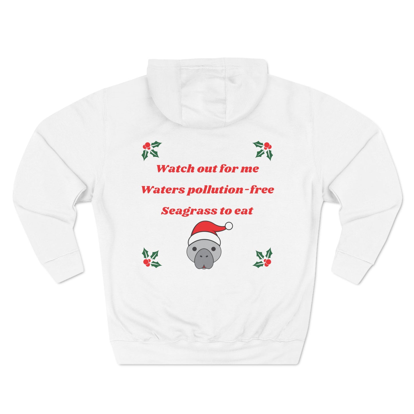 Manatee Holiday Wishes Christmas Adult Unisex Premium Pullover Hoodie