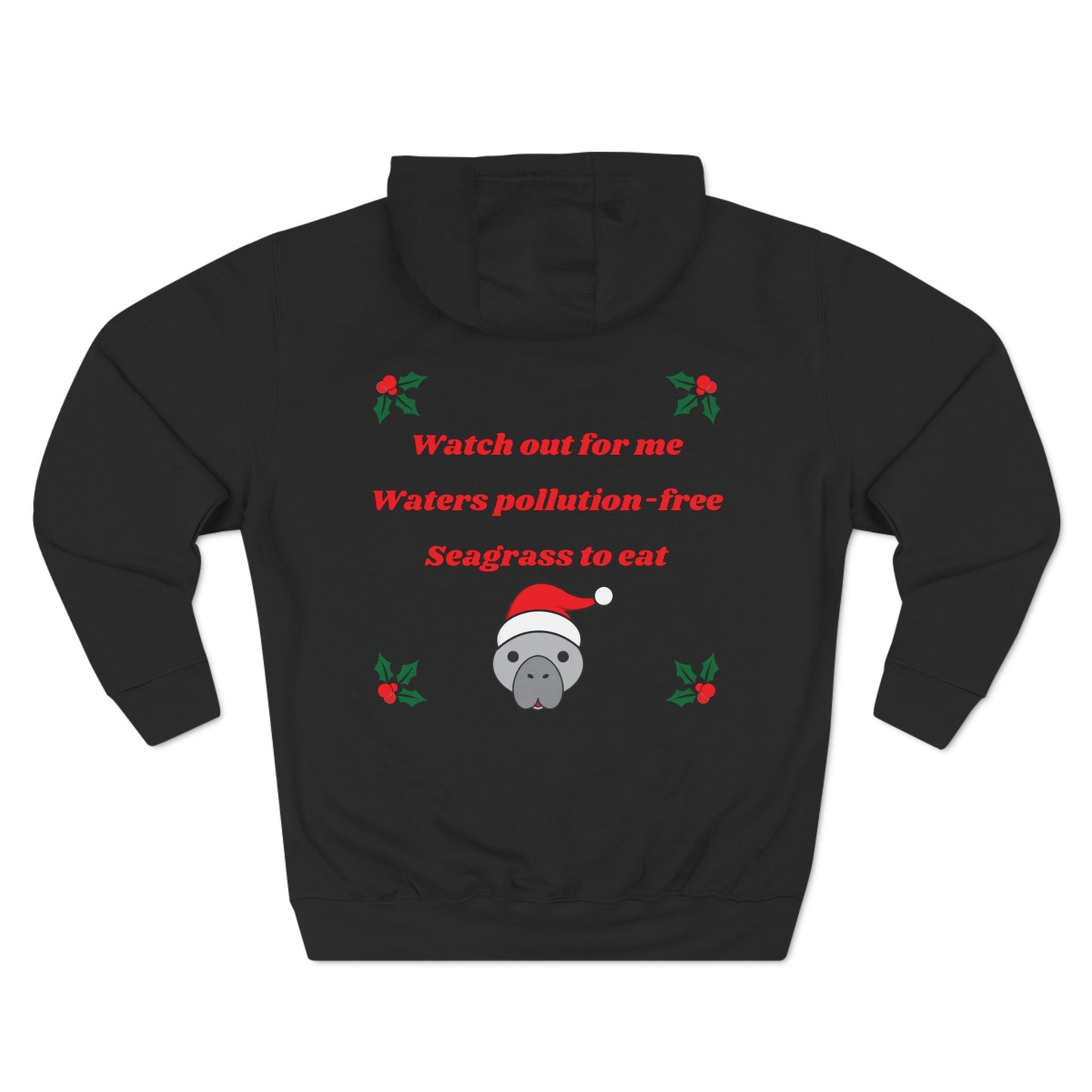 Manatee Holiday Wishes Christmas Adult Unisex Premium Pullover Hoodie