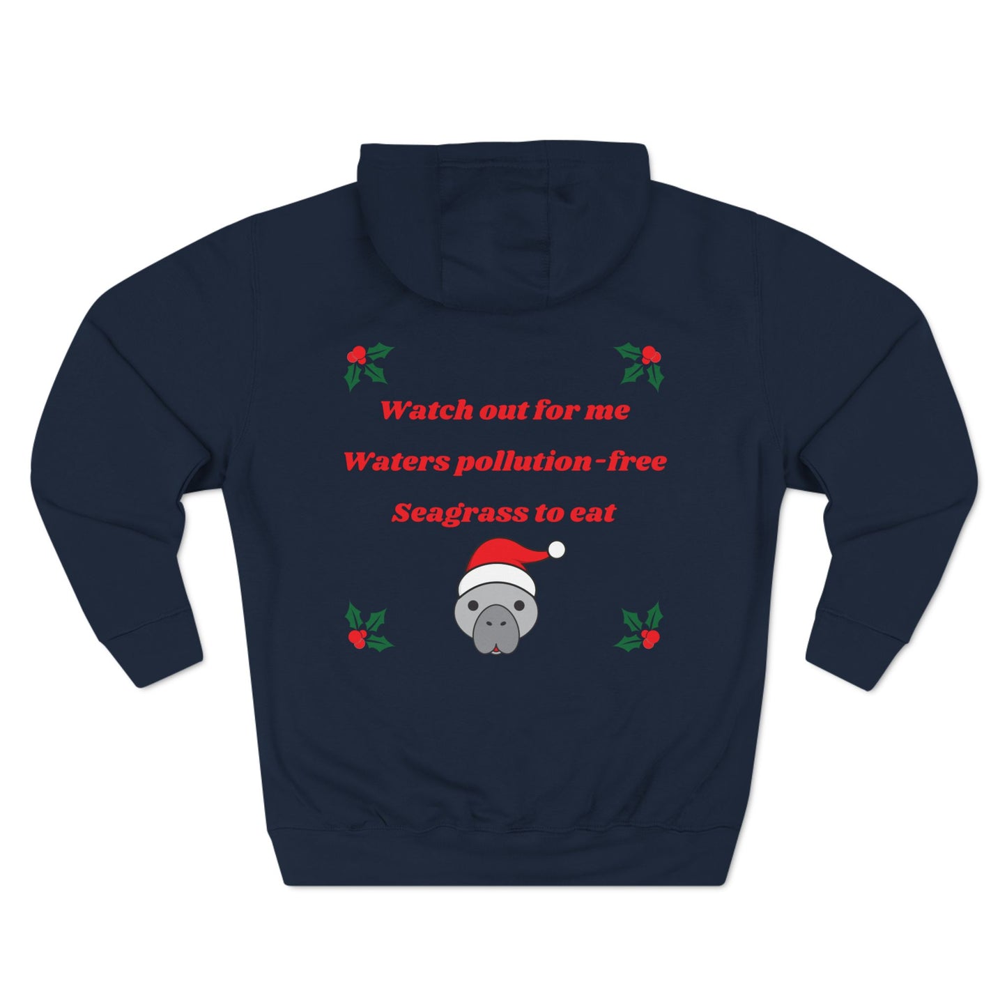 Manatee Holiday Wishes Christmas Unisex Premium Pullover Hoodie