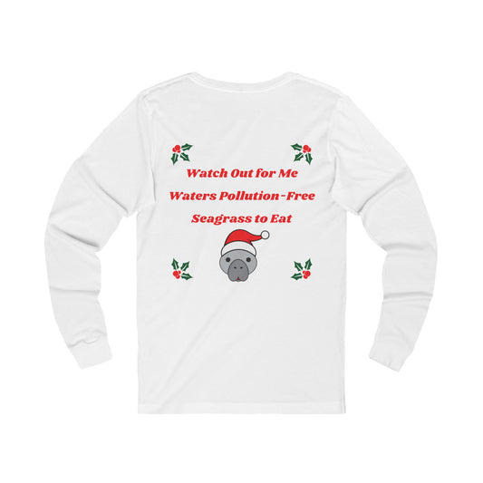 Manatee Holiday Wishes Christmas Unisex Jersey Long Sleeve Shirt