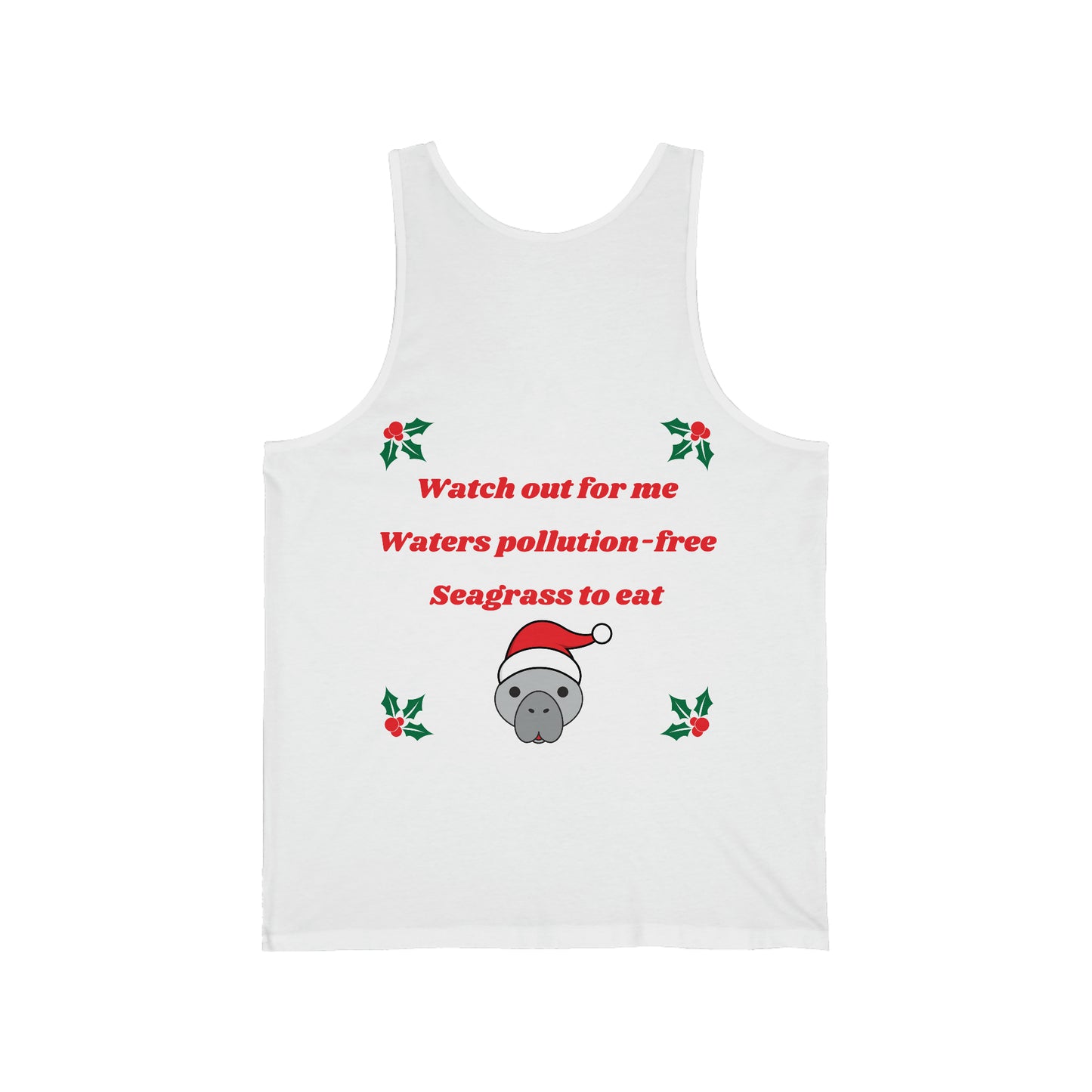 Manatee Holiday Wishes Christmas Unisex Jersey Graphic Tank Top