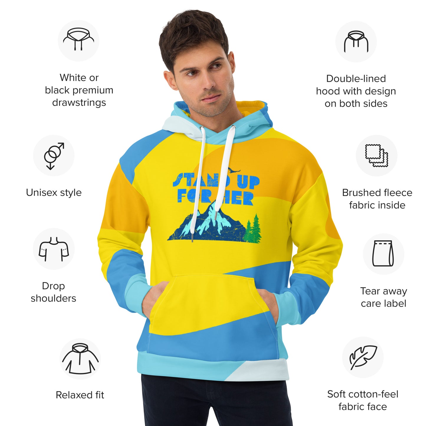 Stand Up for Planet Earth Against Climate Change Adult All Over Print Unisex Hoodie