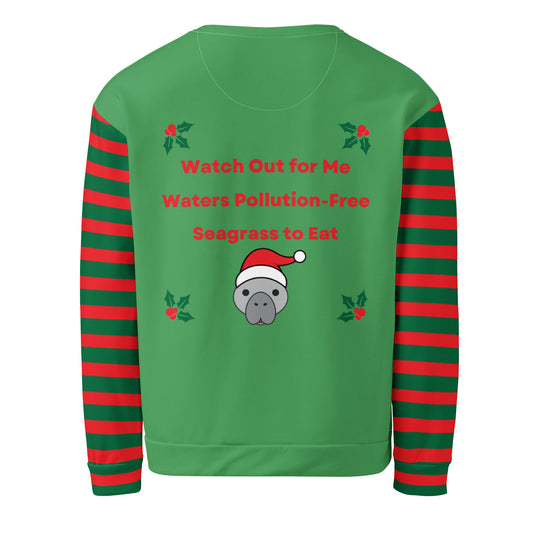 Christmas Manatee All Over Print Adult Unisex Sweatshirt
