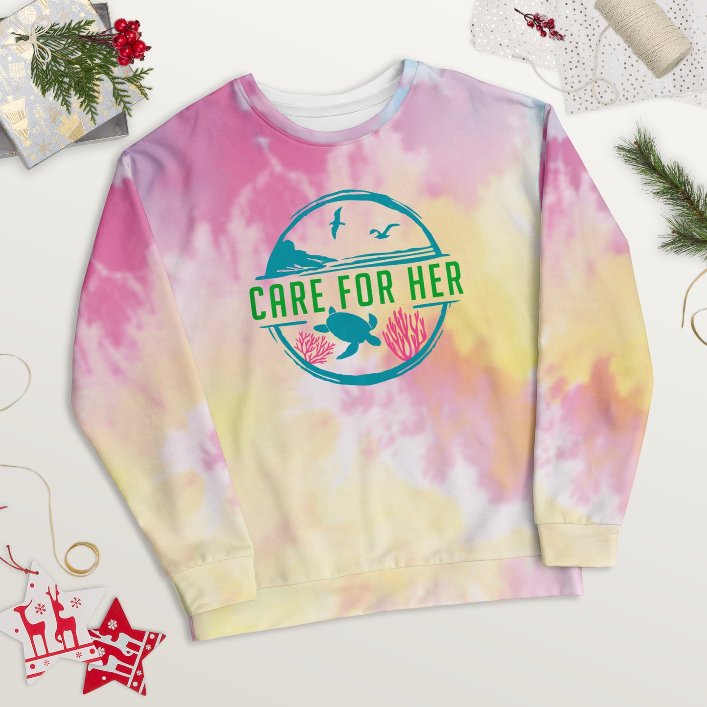 Care for Planet Earth Against Climate Change Tie Dye Adult Unisex Sweatshirt