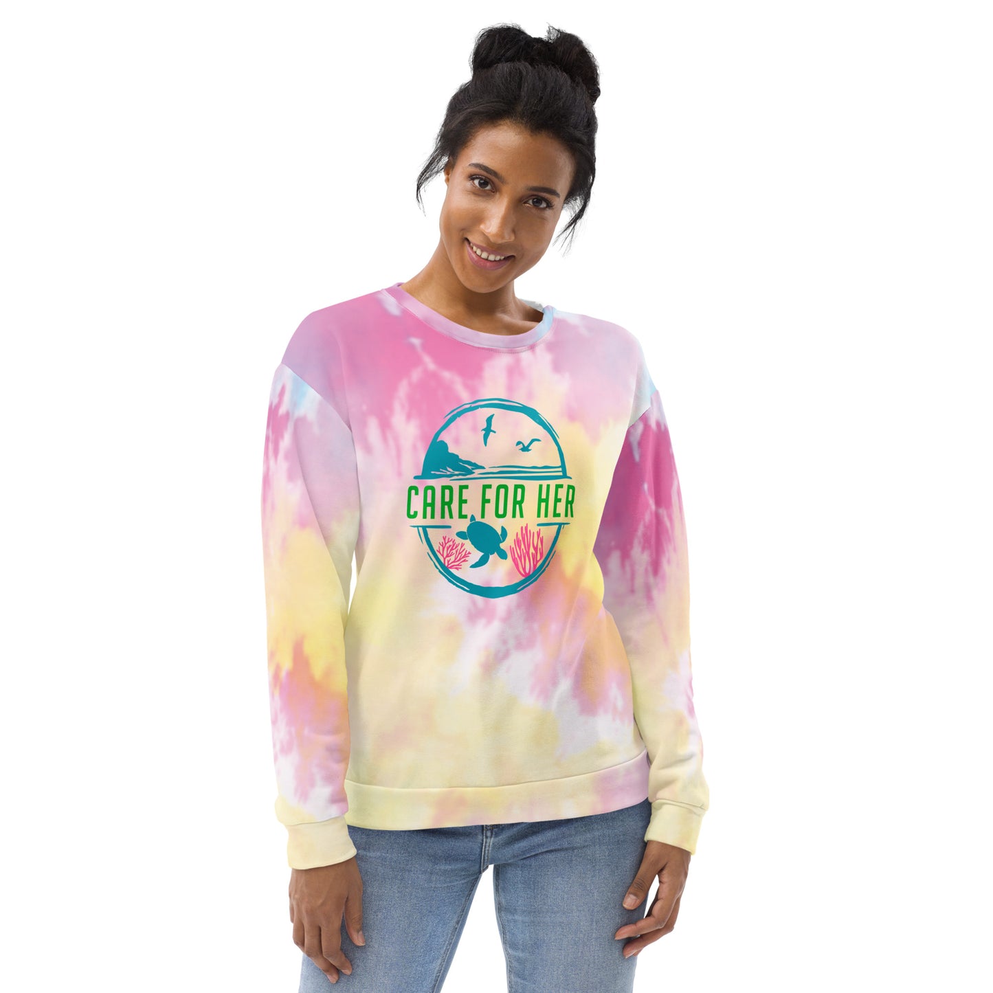 Care for Planet Earth Against Climate Change Tie Dye Adult Unisex Sweatshirt
