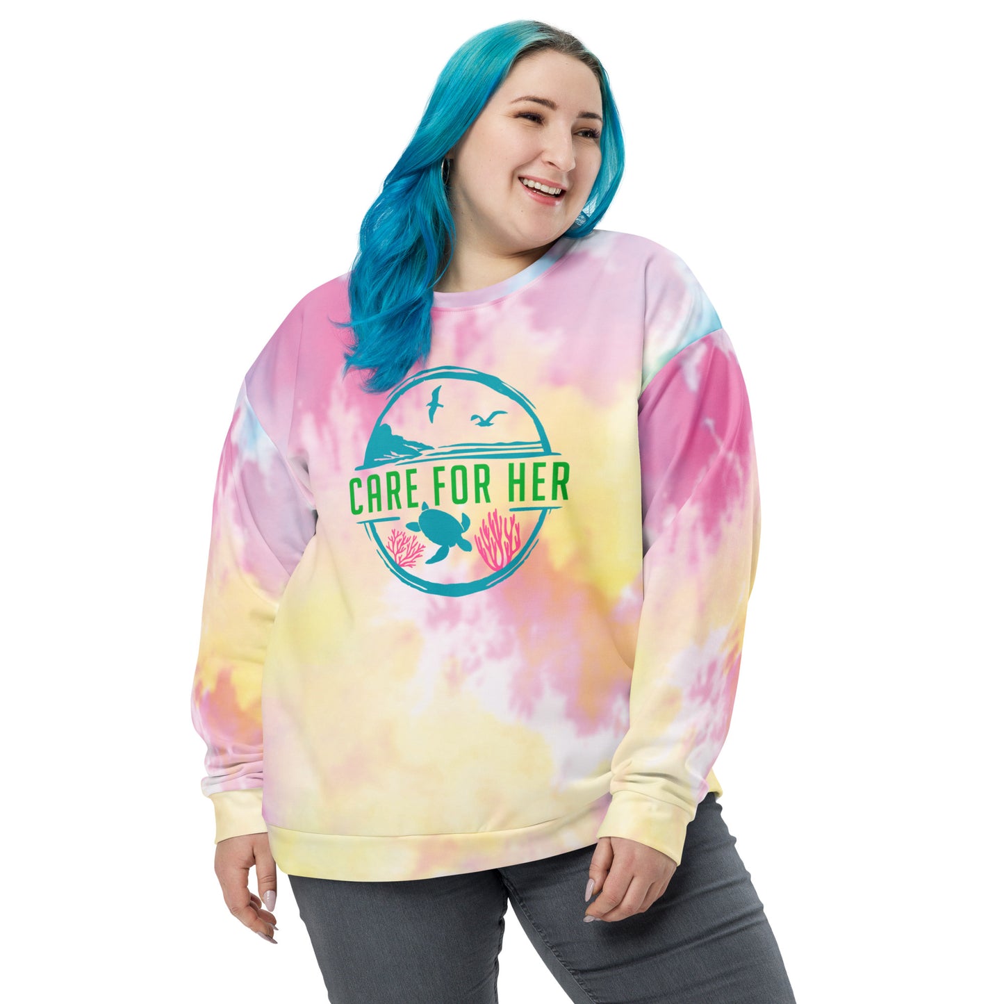Care for Planet Earth Against Climate Change Tie Dye Adult Unisex Sweatshirt