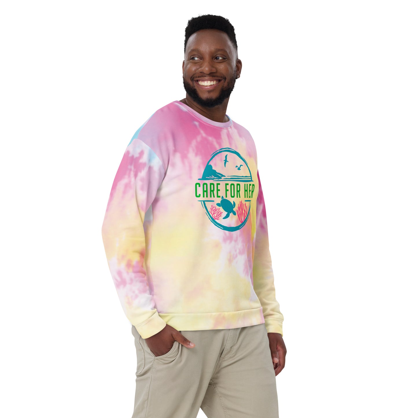 Care for Planet Earth Against Climate Change Tie Dye Adult Unisex Sweatshirt