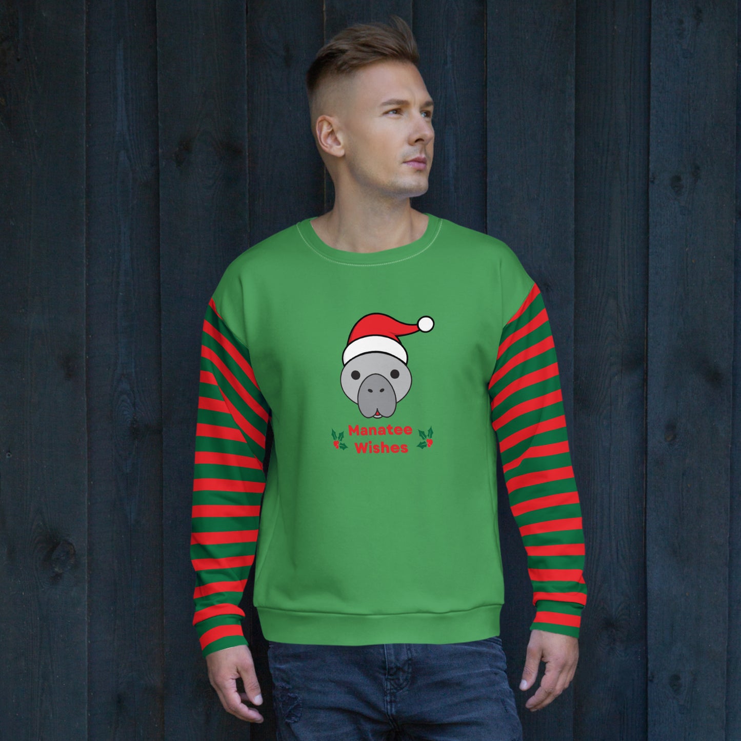 Christmas Manatee All Over Print Adult Unisex Sweatshirt
