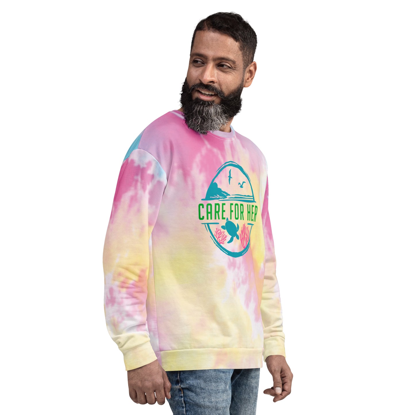 Care for Planet Earth Against Climate Change Tie Dye Adult Unisex Sweatshirt