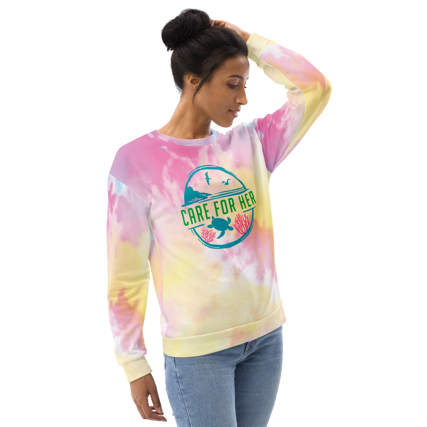 Care for Planet Earth Against Climate Change Tie Dye Adult Unisex Sweatshirt