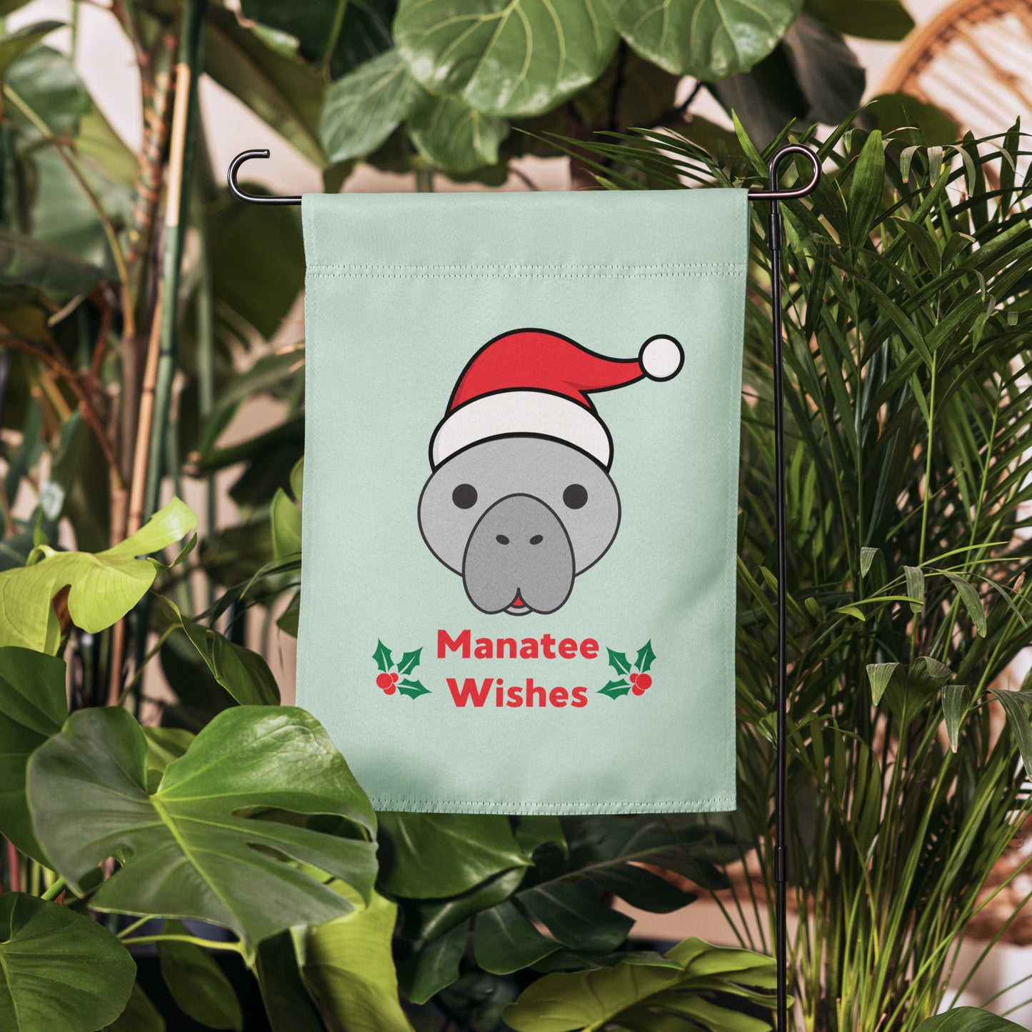 Manatee Holiday Wishes Christmas Garden flag