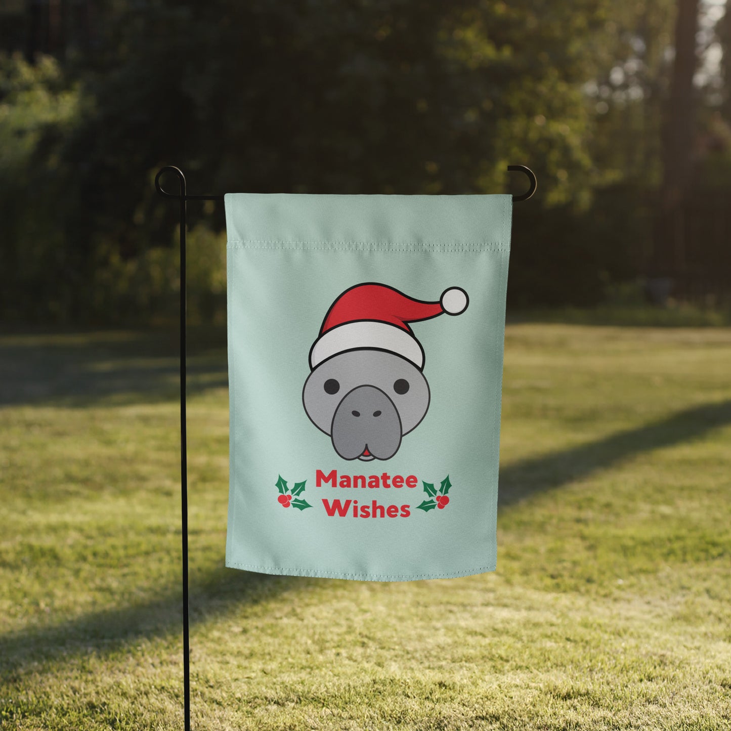 Manatee Holiday Wishes Christmas Garden flag
