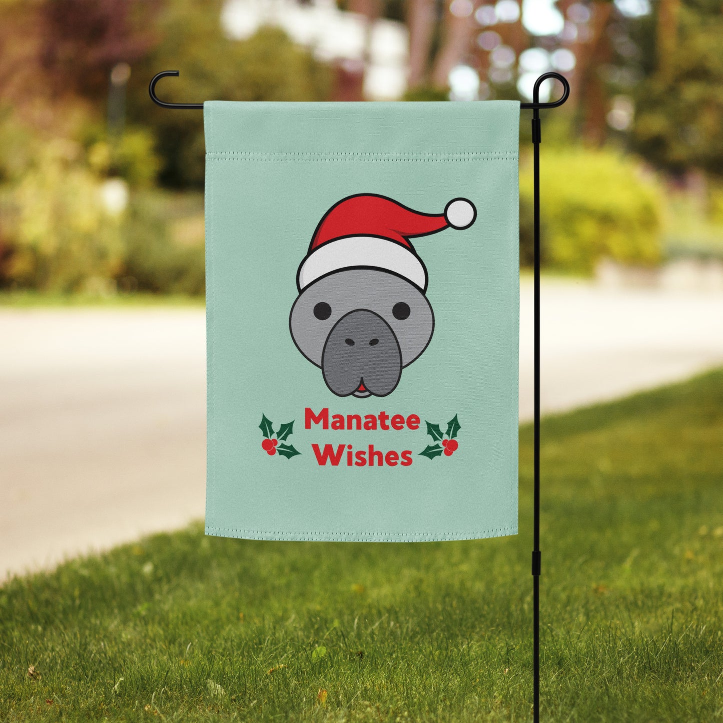 Manatee Holiday Wishes Christmas Garden flag