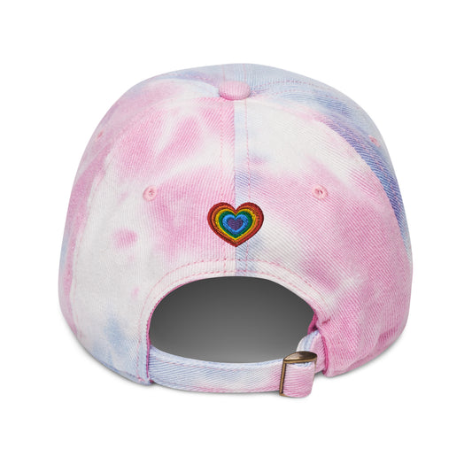 Pride Rainbow Heart Gay Pride Tie Dye Embroidered Dad Hat