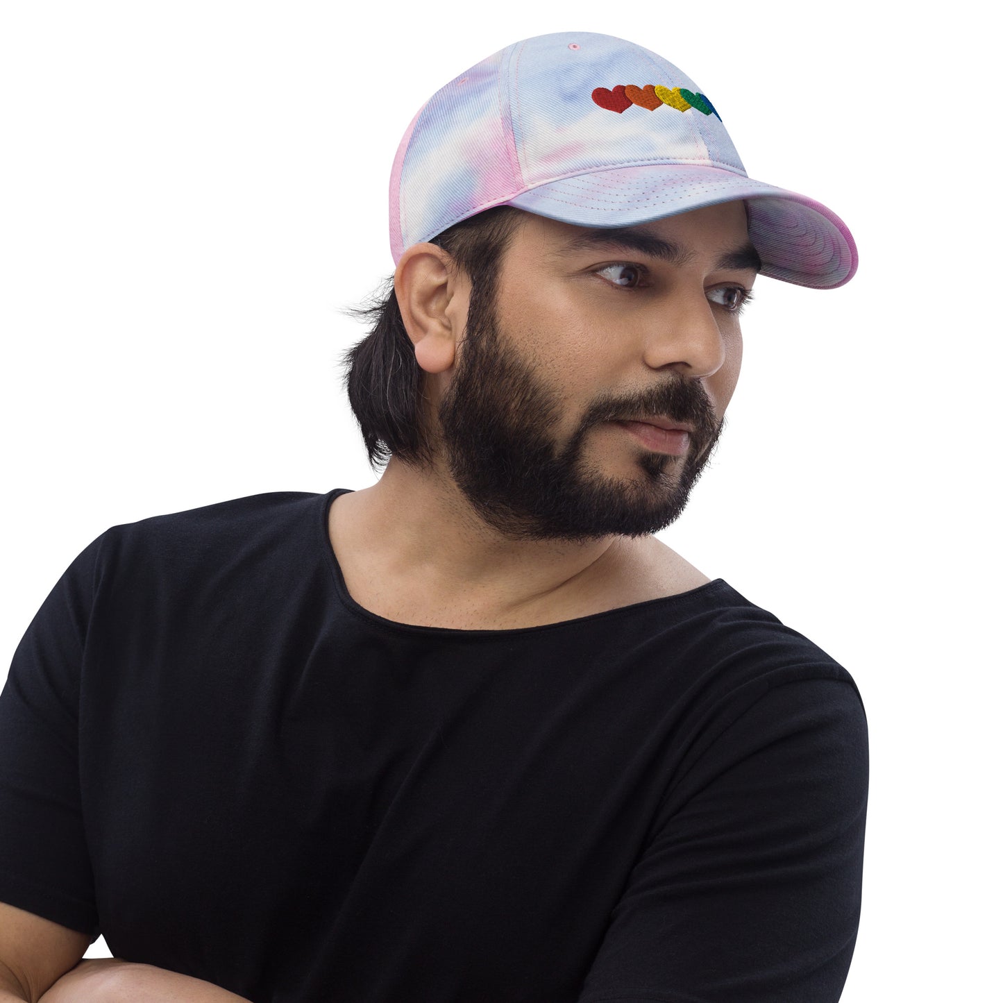 Pride Rainbow Heart Gay Pride Tie Dye Embroidered Dad Hat