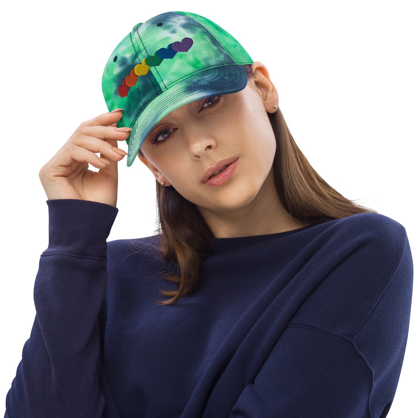 Pride Rainbow Heart Gay Pride Tie Dye Embroidered Dad Hat