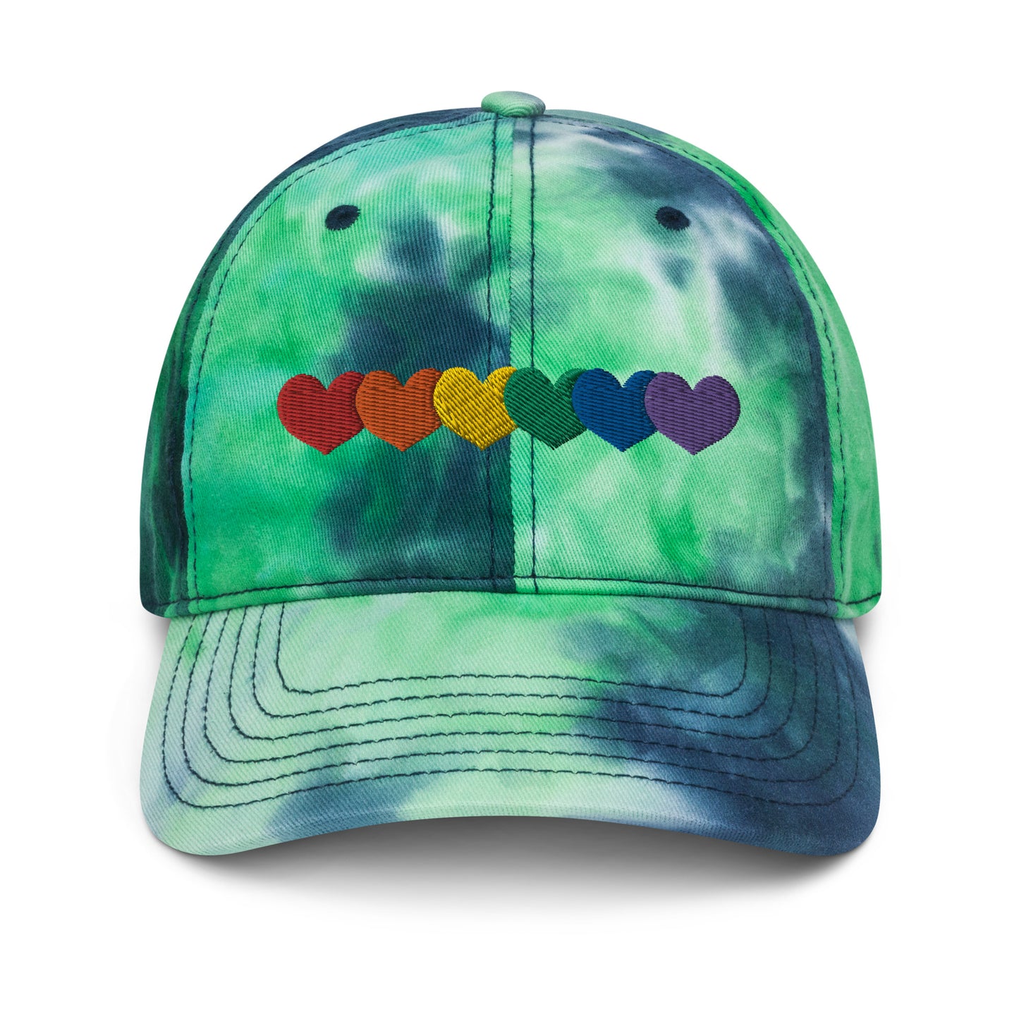 Pride Rainbow Heart Gay Pride Tie Dye Embroidered Dad Hat