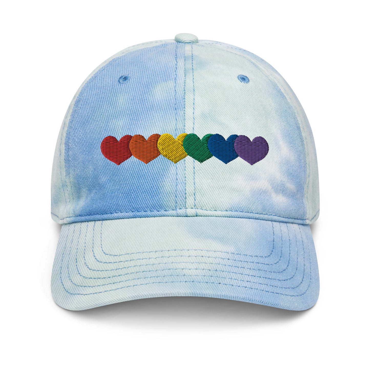 Pride Rainbow Heart Gay Pride Tie Dye Embroidered Dad Hat