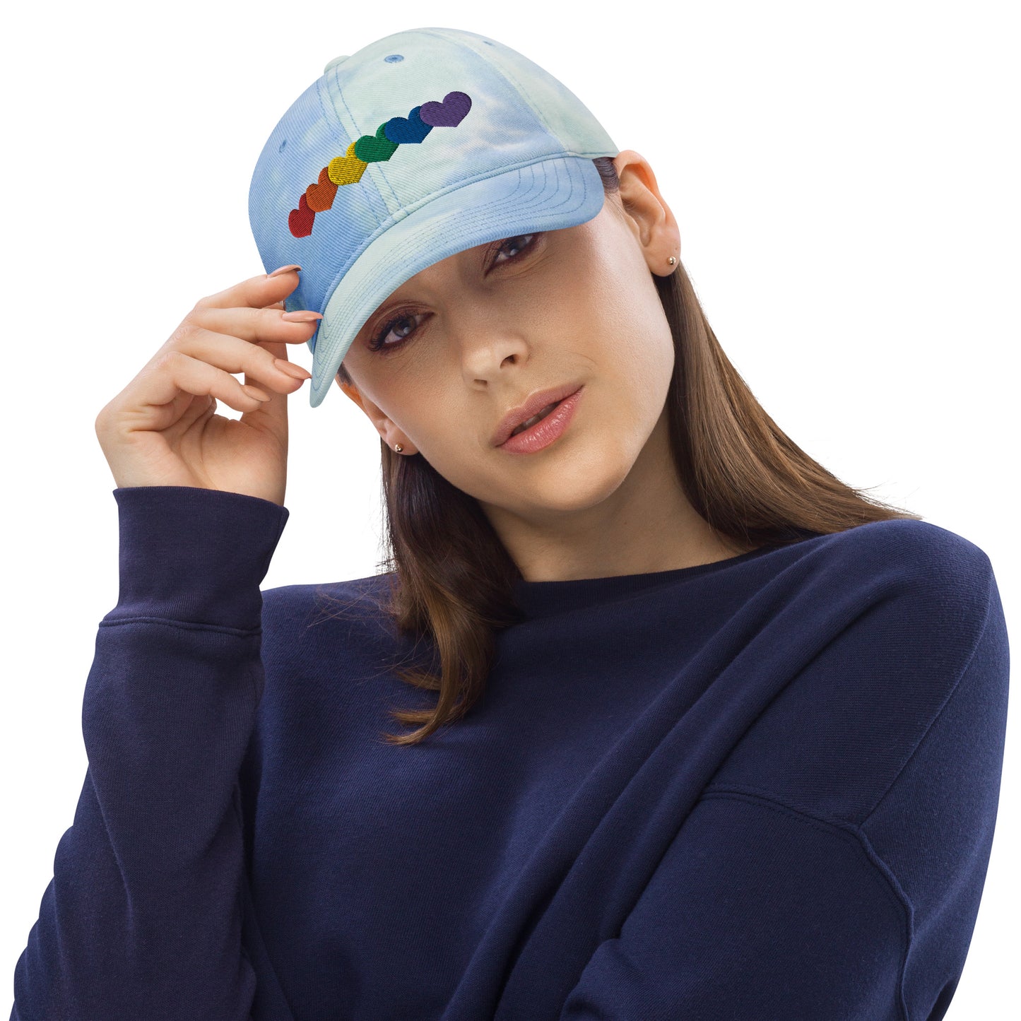 Pride Rainbow Heart Gay Pride Tie Dye Embroidered Dad Hat