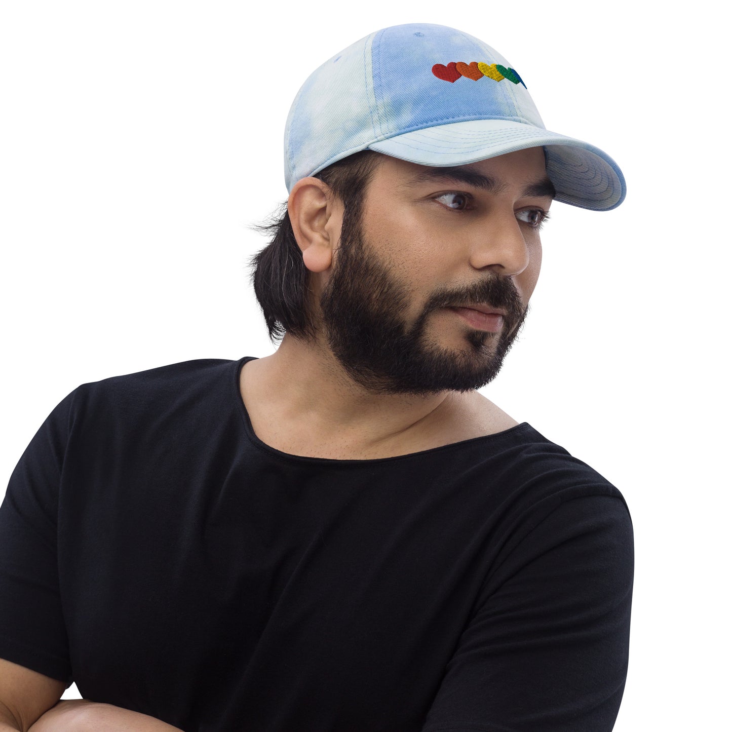 Pride Rainbow Heart Gay Pride Tie Dye Embroidered Dad Hat