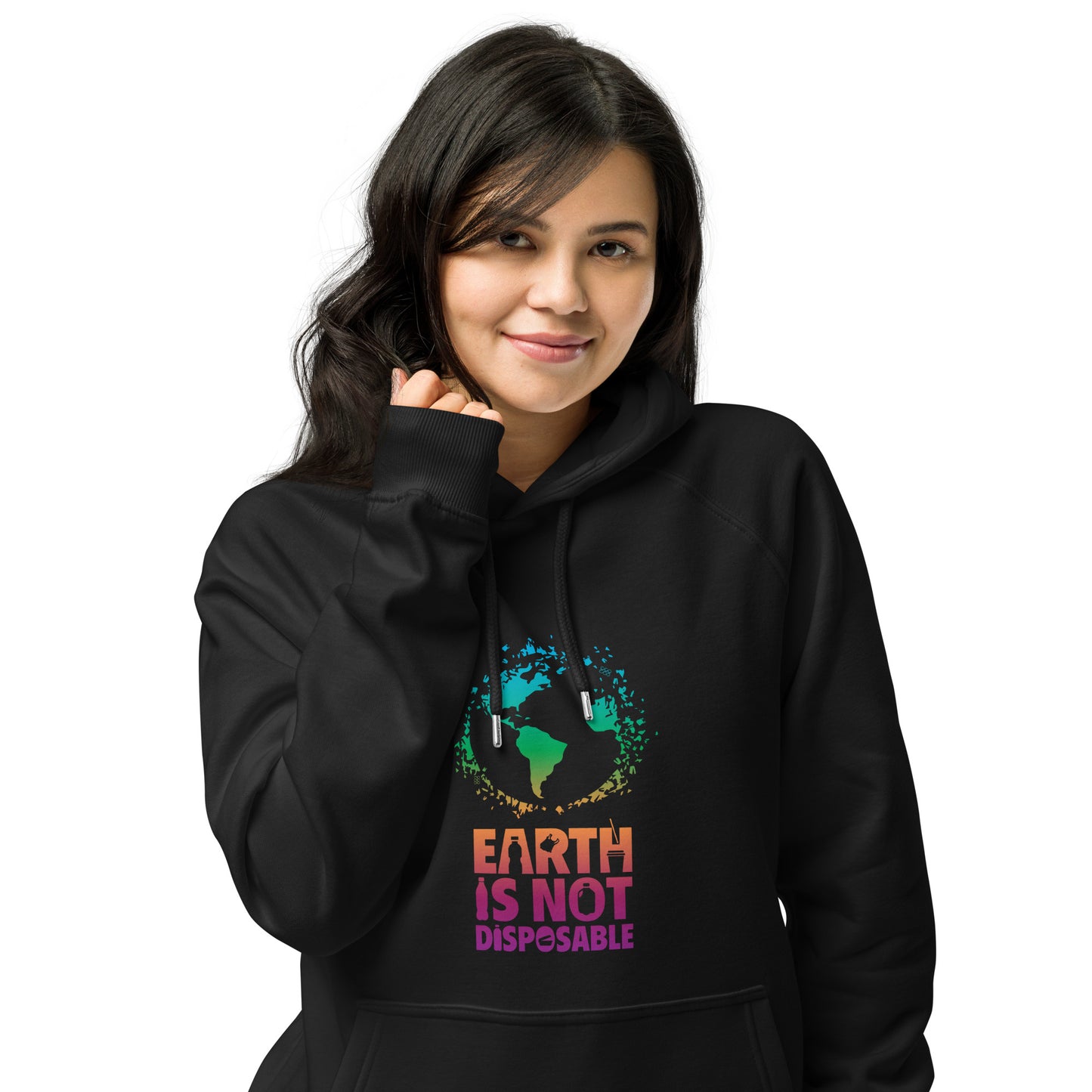 Earth Is Not Disposable Adult Unisex Organic Cotton Raglan Hoodie