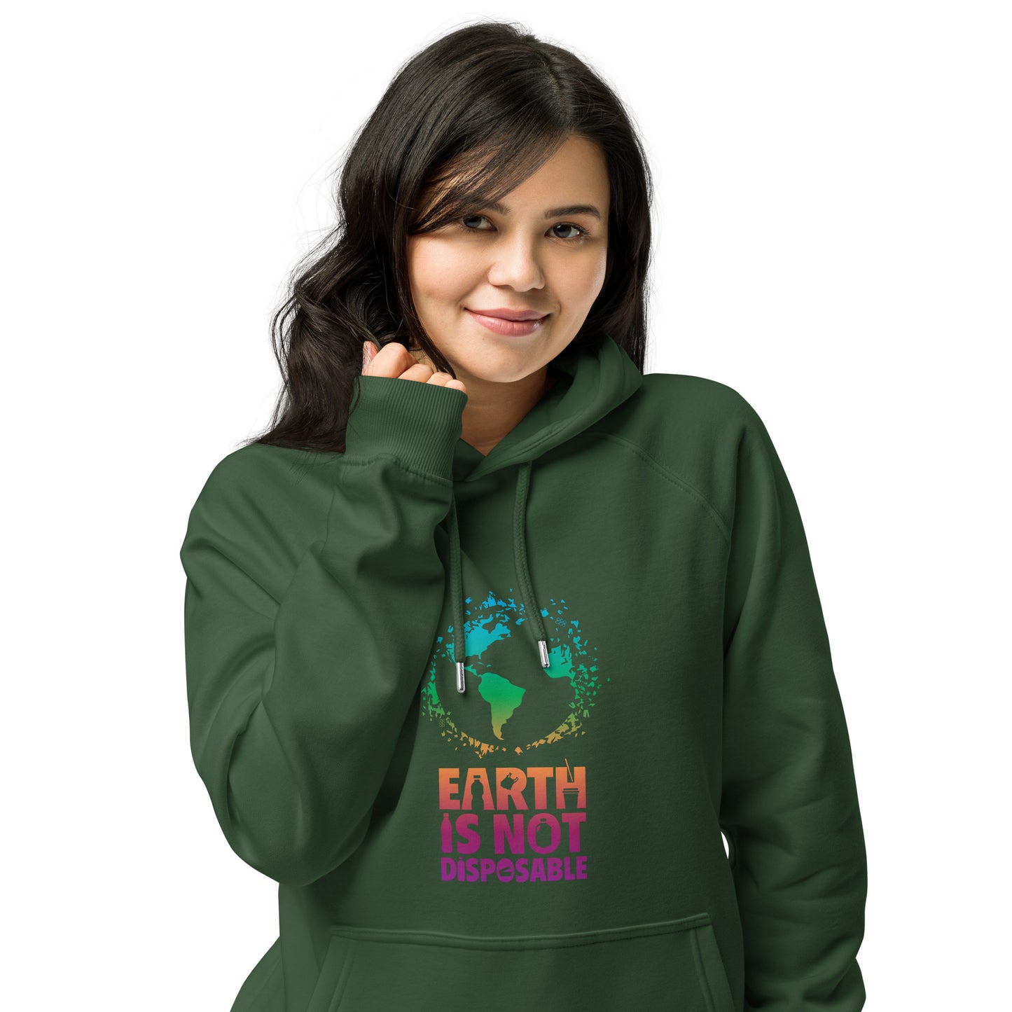 Earth Is Not Disposable Adult Unisex Organic Cotton Raglan Hoodie