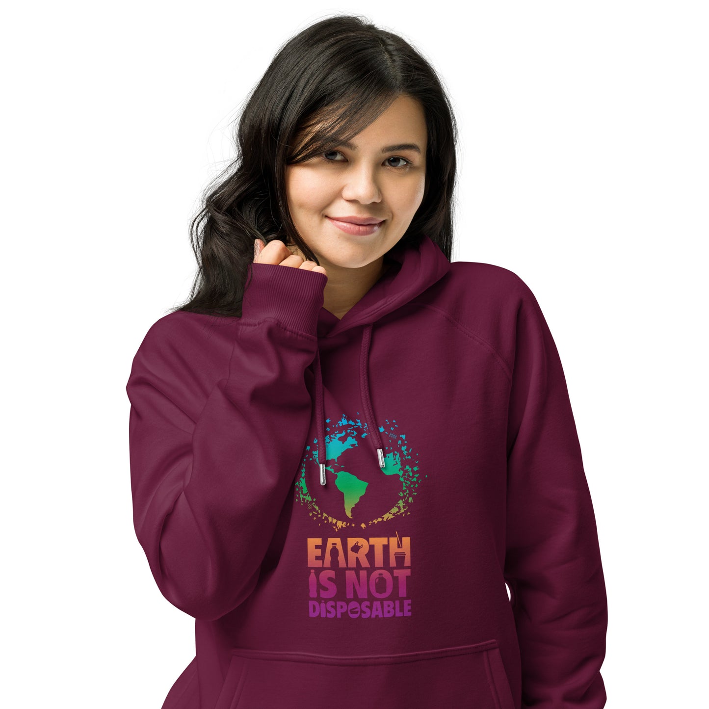 Earth Is Not Disposable Adult Unisex Organic Cotton Raglan Hoodie